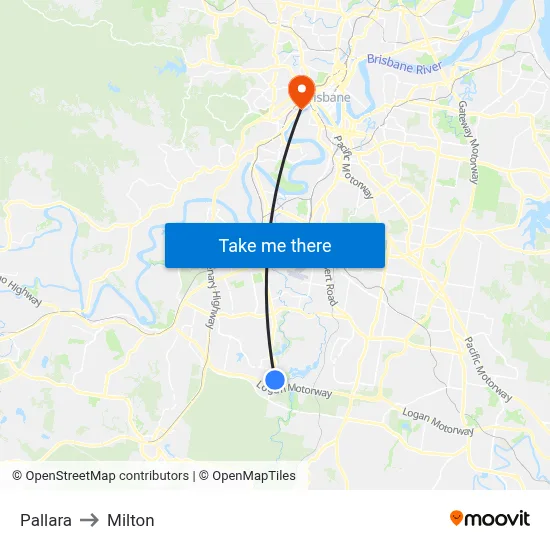 Pallara to Milton map