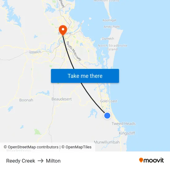 Reedy Creek to Milton map