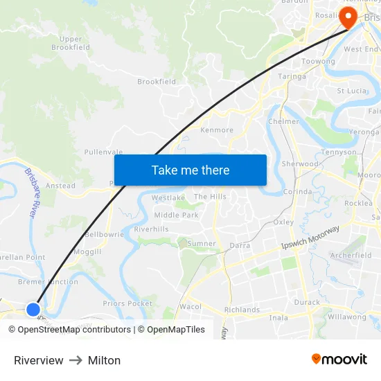Riverview to Milton map