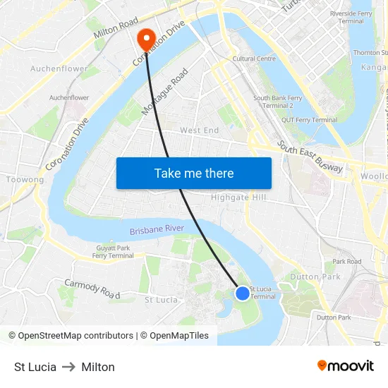 St Lucia to Milton map