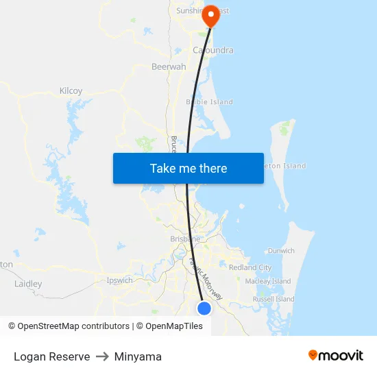Logan Reserve to Minyama map
