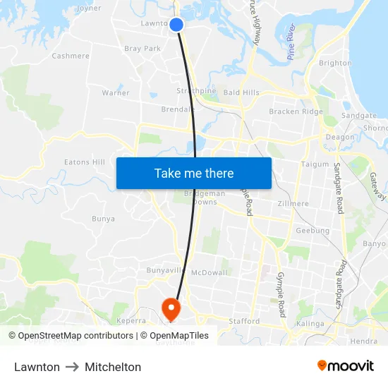 Lawnton to Mitchelton map