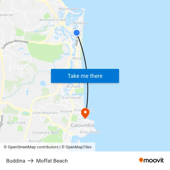 Buddina to Moffat Beach map