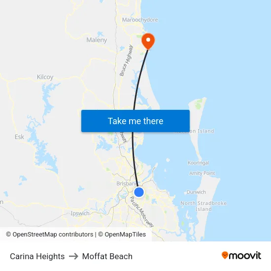 Carina Heights to Moffat Beach map