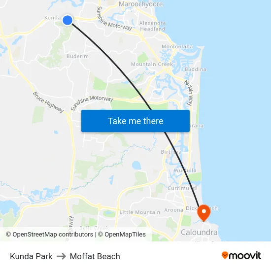 Kunda Park to Moffat Beach map
