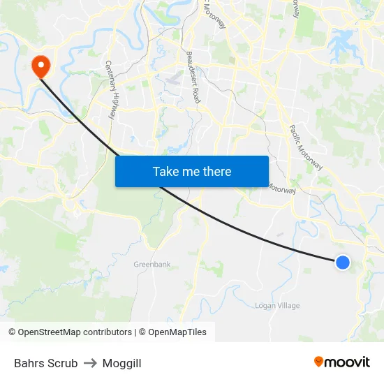 Bahrs Scrub to Moggill map