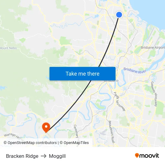 Bracken Ridge to Moggill map