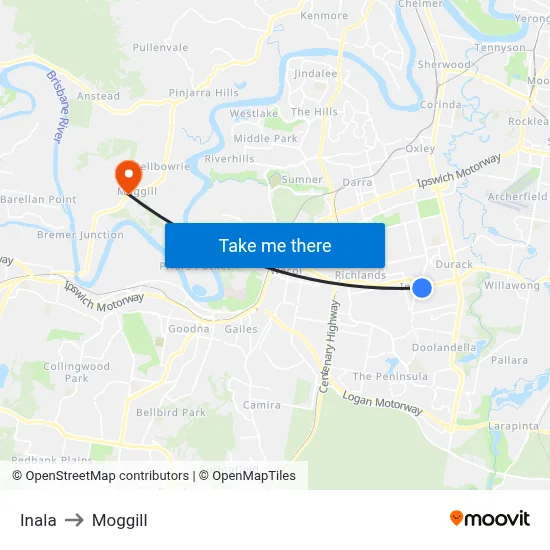 Inala to Moggill map