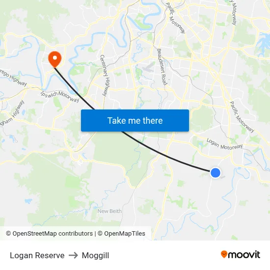 Logan Reserve to Moggill map