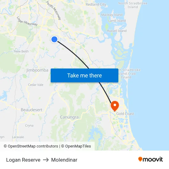 Logan Reserve to Molendinar map