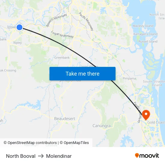 North Booval to Molendinar map