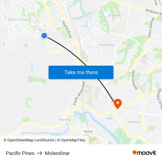 Pacific Pines to Molendinar map