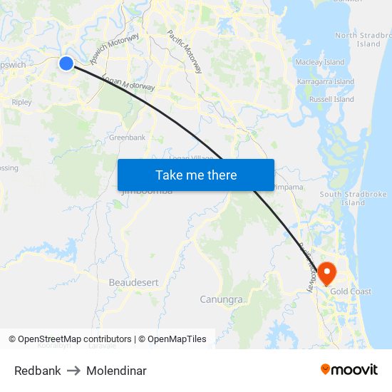 Redbank to Molendinar map