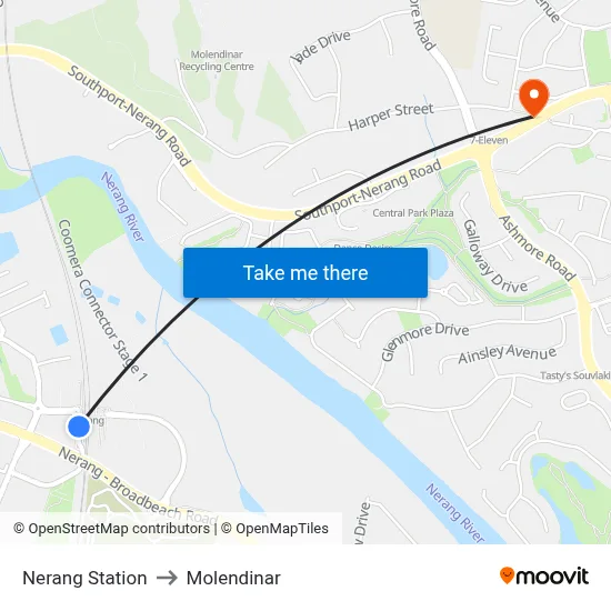 Nerang Station to Molendinar map