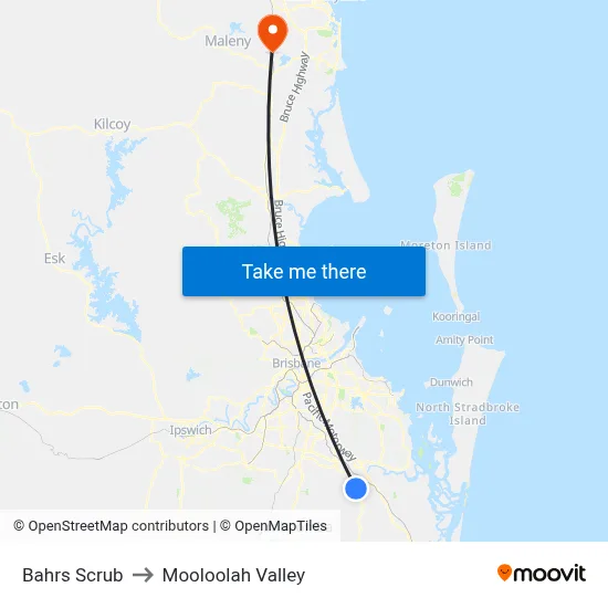 Bahrs Scrub to Mooloolah Valley map