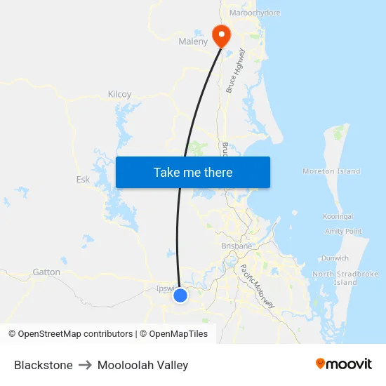 Blackstone to Mooloolah Valley map