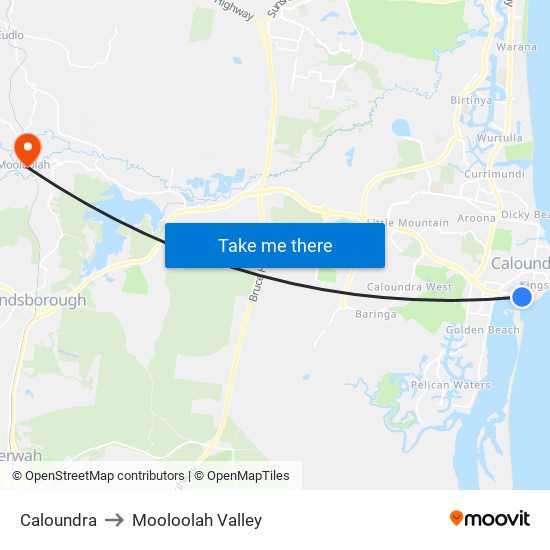 Caloundra to Mooloolah Valley map