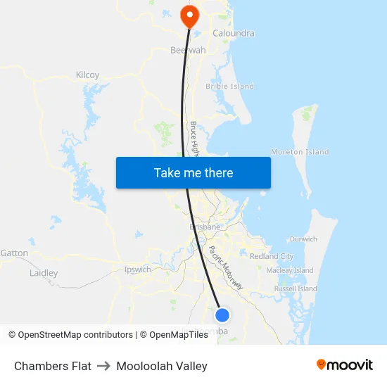 Chambers Flat to Mooloolah Valley map