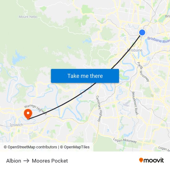 Albion to Moores Pocket map