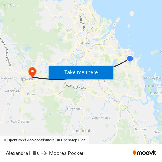 Alexandra Hills to Moores Pocket map