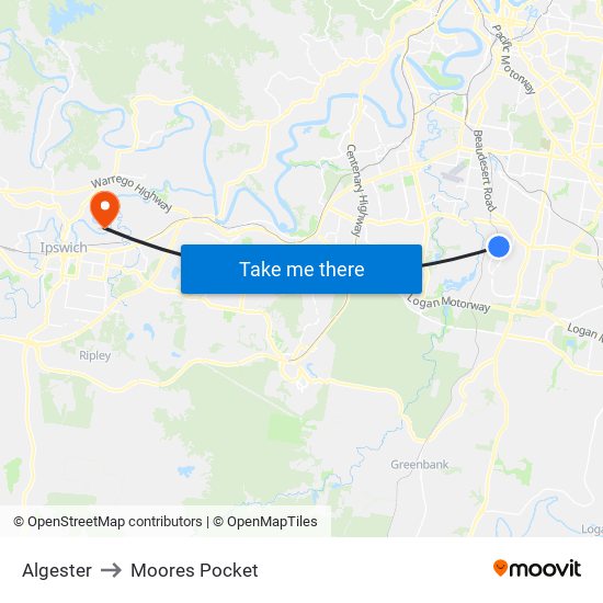 Algester to Moores Pocket map