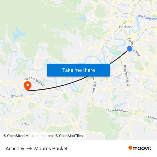 Annerley to Moores Pocket map