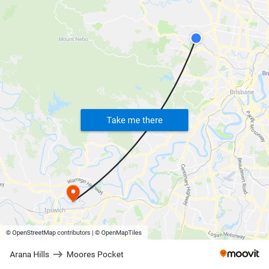 Arana Hills to Moores Pocket map