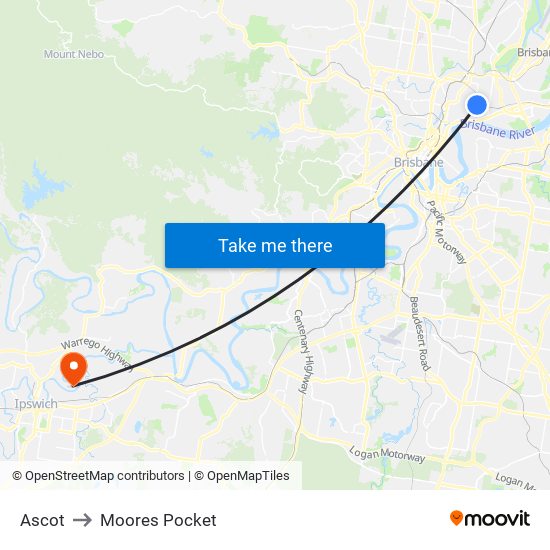 Ascot to Moores Pocket map