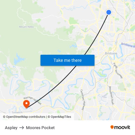 Aspley to Moores Pocket map