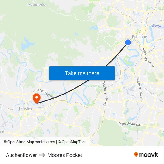 Auchenflower to Moores Pocket map