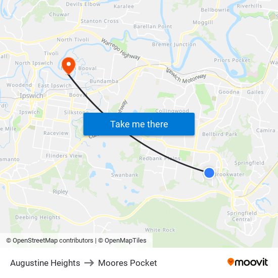 Augustine Heights to Moores Pocket map