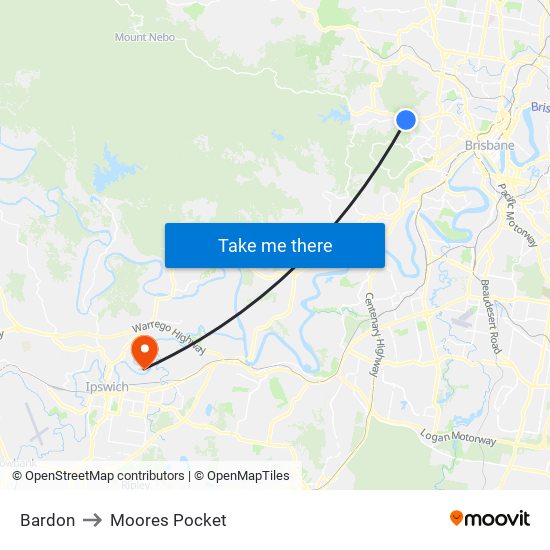 Bardon to Moores Pocket map