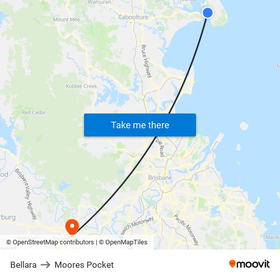 Bellara to Moores Pocket map