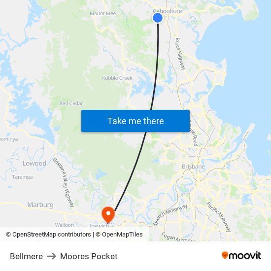 Bellmere to Moores Pocket map