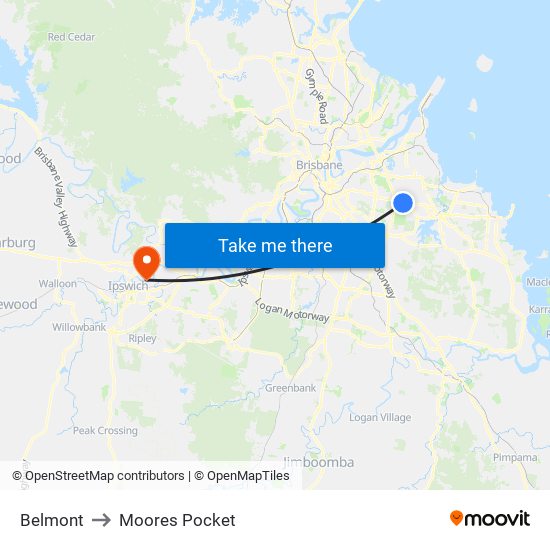 Belmont to Moores Pocket map