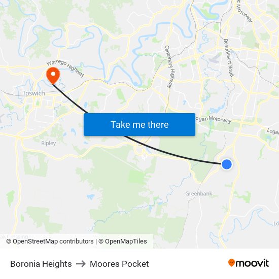 Boronia Heights to Moores Pocket map