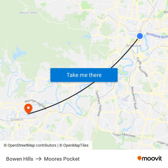 Bowen Hills to Moores Pocket map