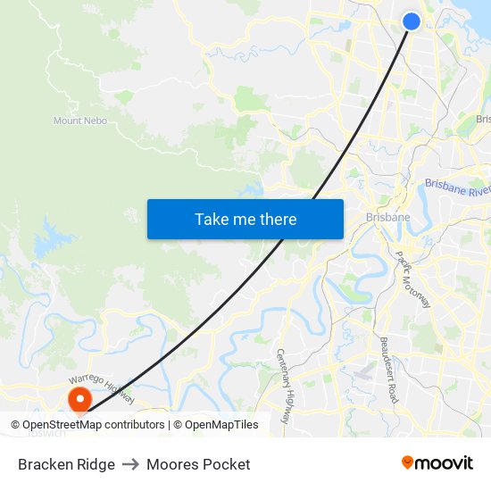Bracken Ridge to Moores Pocket map
