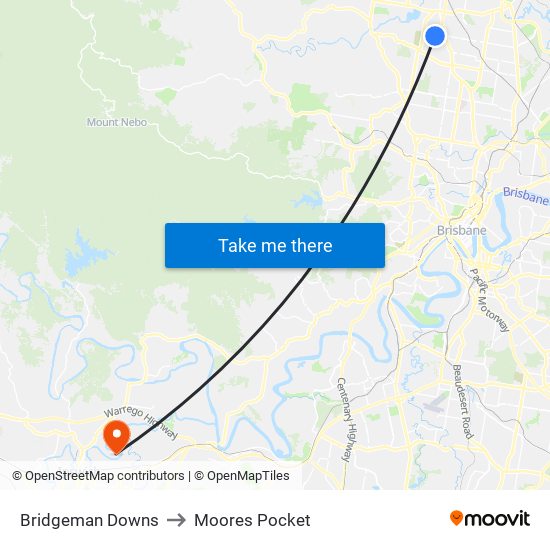 Bridgeman Downs to Moores Pocket map