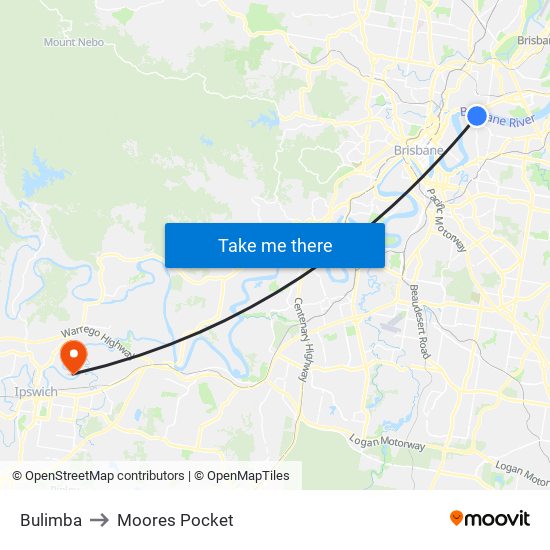 Bulimba to Moores Pocket map