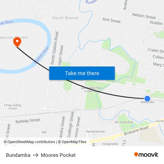 Bundamba to Moores Pocket map