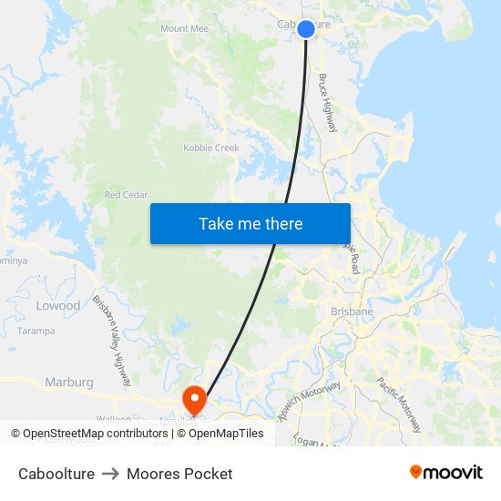 Caboolture to Moores Pocket map