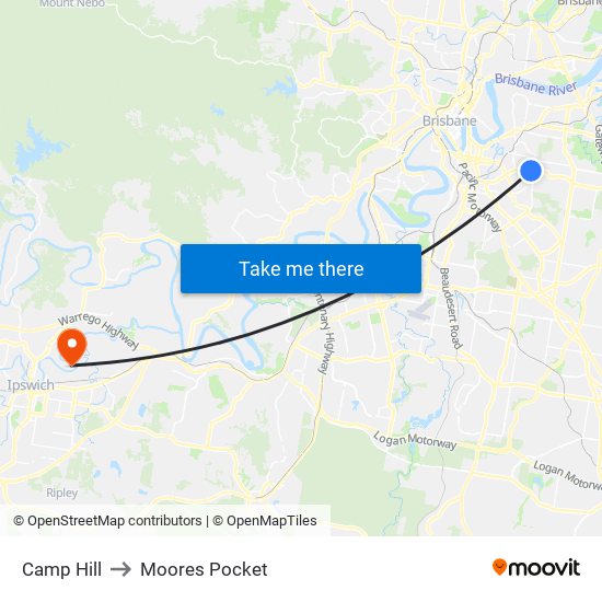 Camp Hill to Moores Pocket map