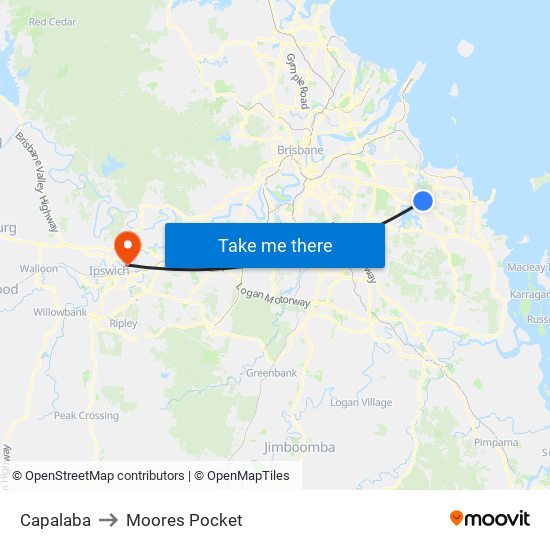 Capalaba to Moores Pocket map