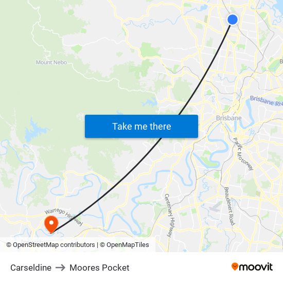 Carseldine to Moores Pocket map