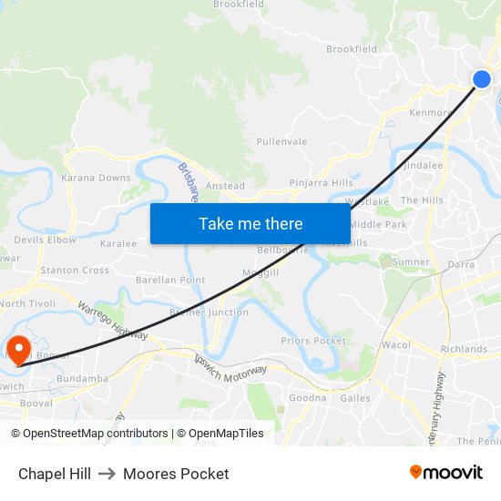 Chapel Hill to Moores Pocket map