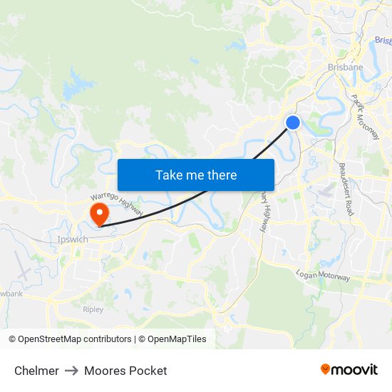 Chelmer to Moores Pocket map