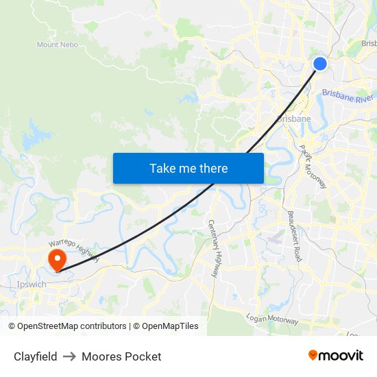 Clayfield to Moores Pocket map