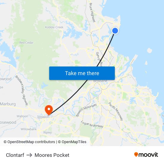 Clontarf to Moores Pocket map