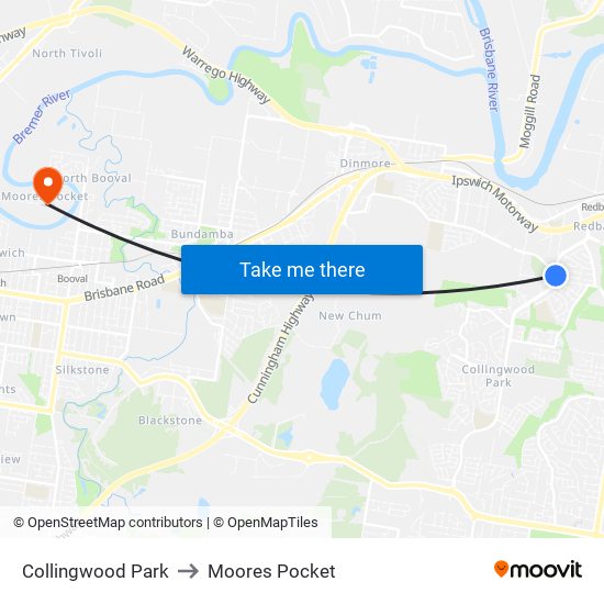 Collingwood Park to Moores Pocket map